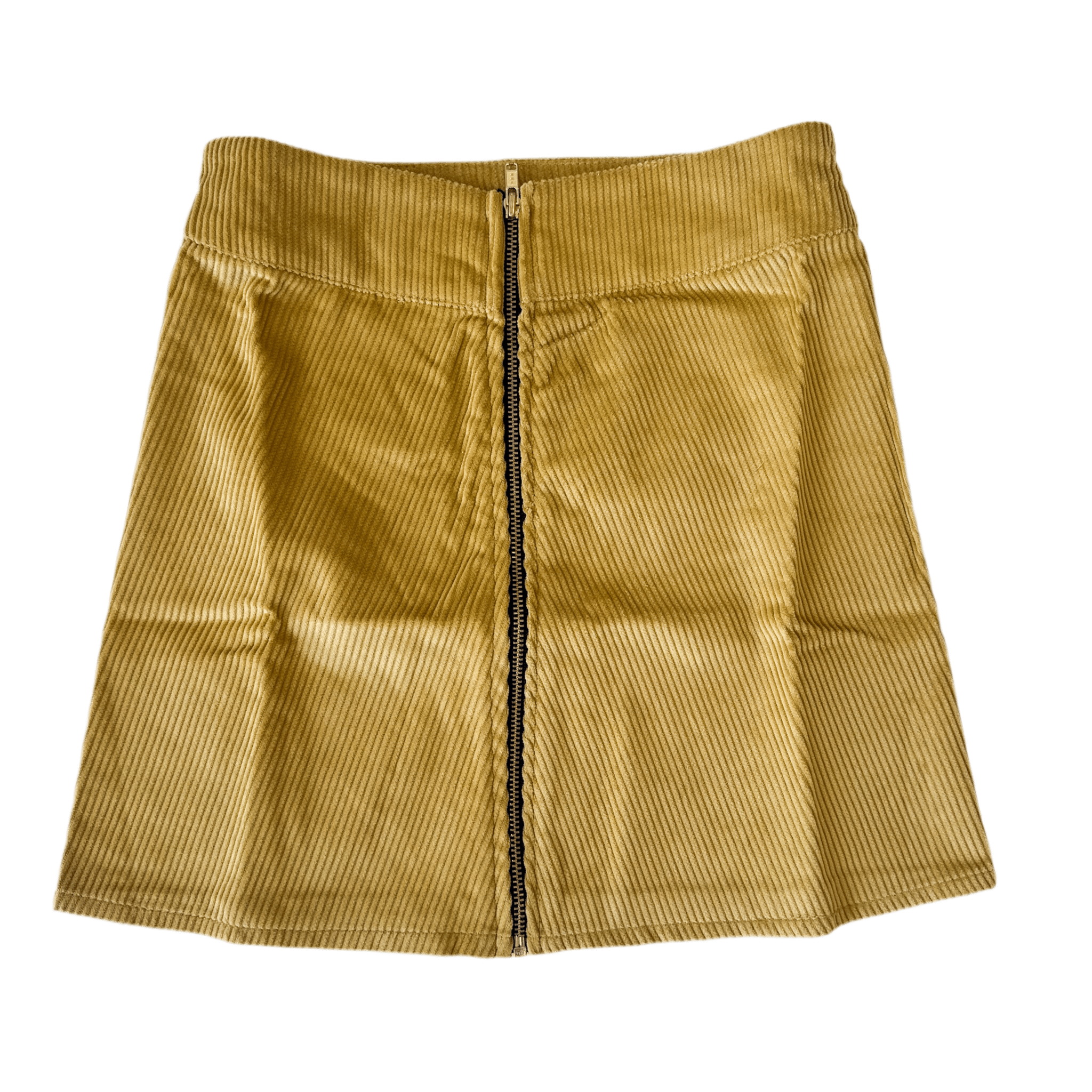 gold corduroy zipper mini skirt
