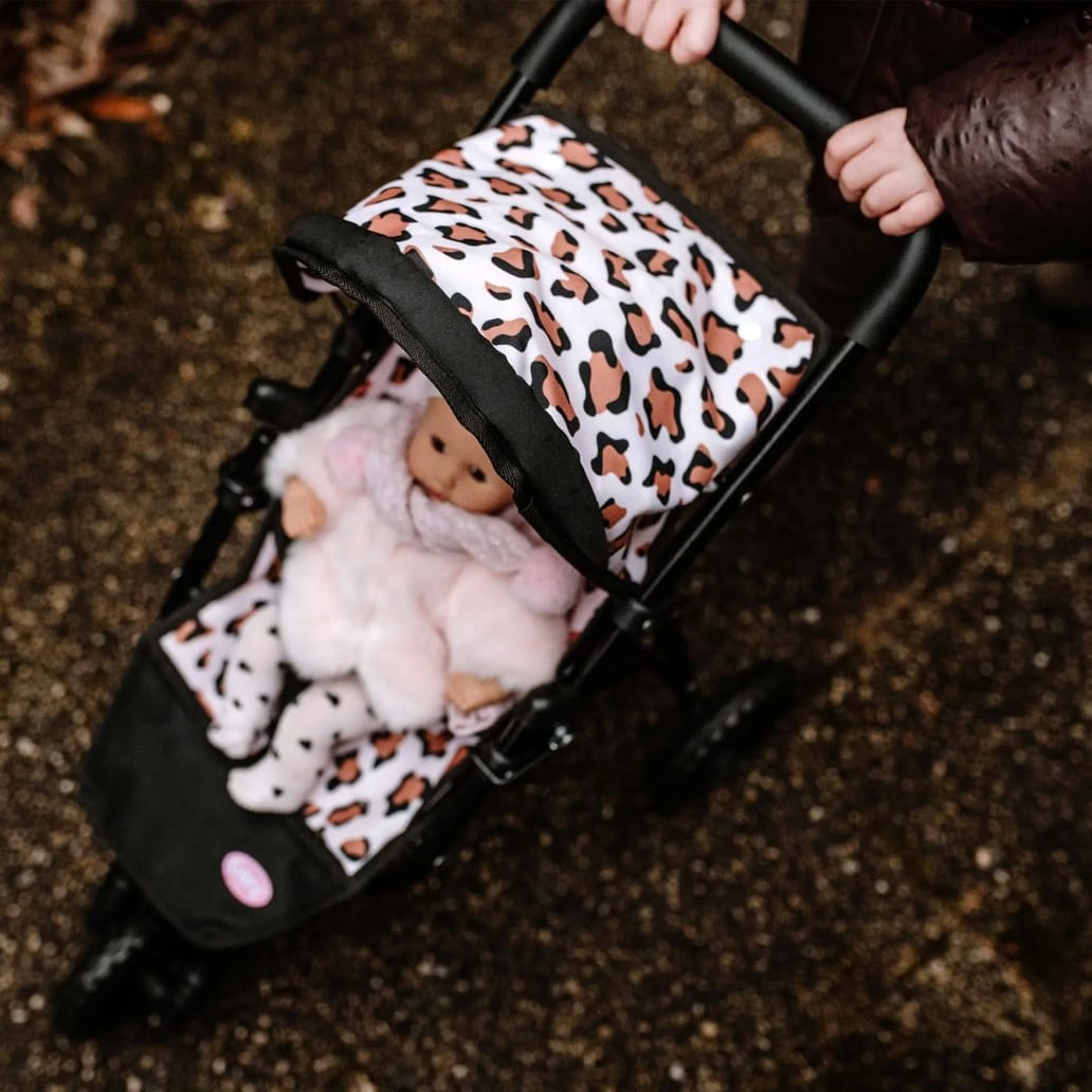 Gotz Little Tiger 3-Wheel Foldable Doll Stroller, Tiger Print
