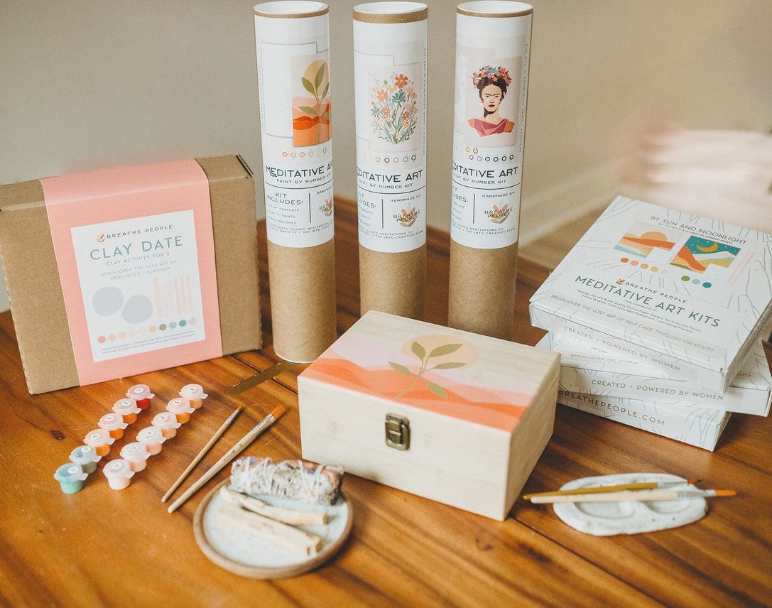 Breathe People Breathe People Lush Tropicals Meditative Art Paint by Numbers Kit + Easel - Little Miss Muffin Children & Home