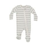 Angel Dear Ribbed Stripe Desert Sage 2 Way Zipper Footie