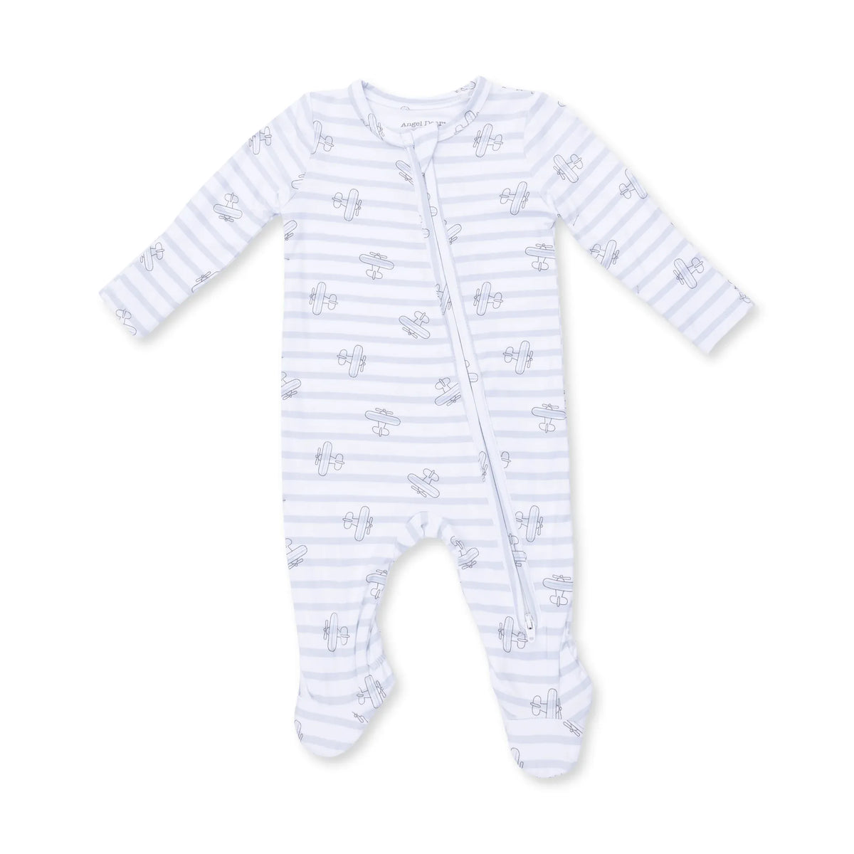 Airplane Stripe 2 Way Zipper Footie
