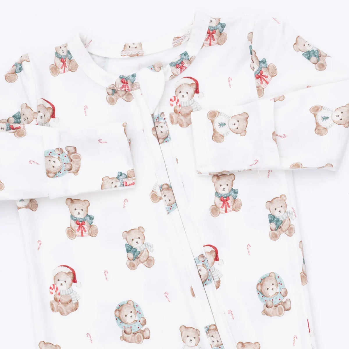 Christmas Teddy Bears Uni 2 Way Zipper Footie