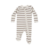 Angel Dear Ribbed Brown Stripe 2 Way Zipper Footie