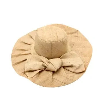 Shebobo Shebobo Natural 5" Brim Fan Pleated Straw Sun Hat with Big Bow - Little Miss Muffin Children & Home