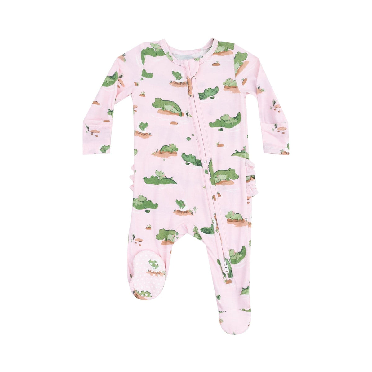 Angel Dear Angel Dear Alligator Pink 2 Way Zipper Ruffle Back Footie - Little Miss Muffin Children & Home