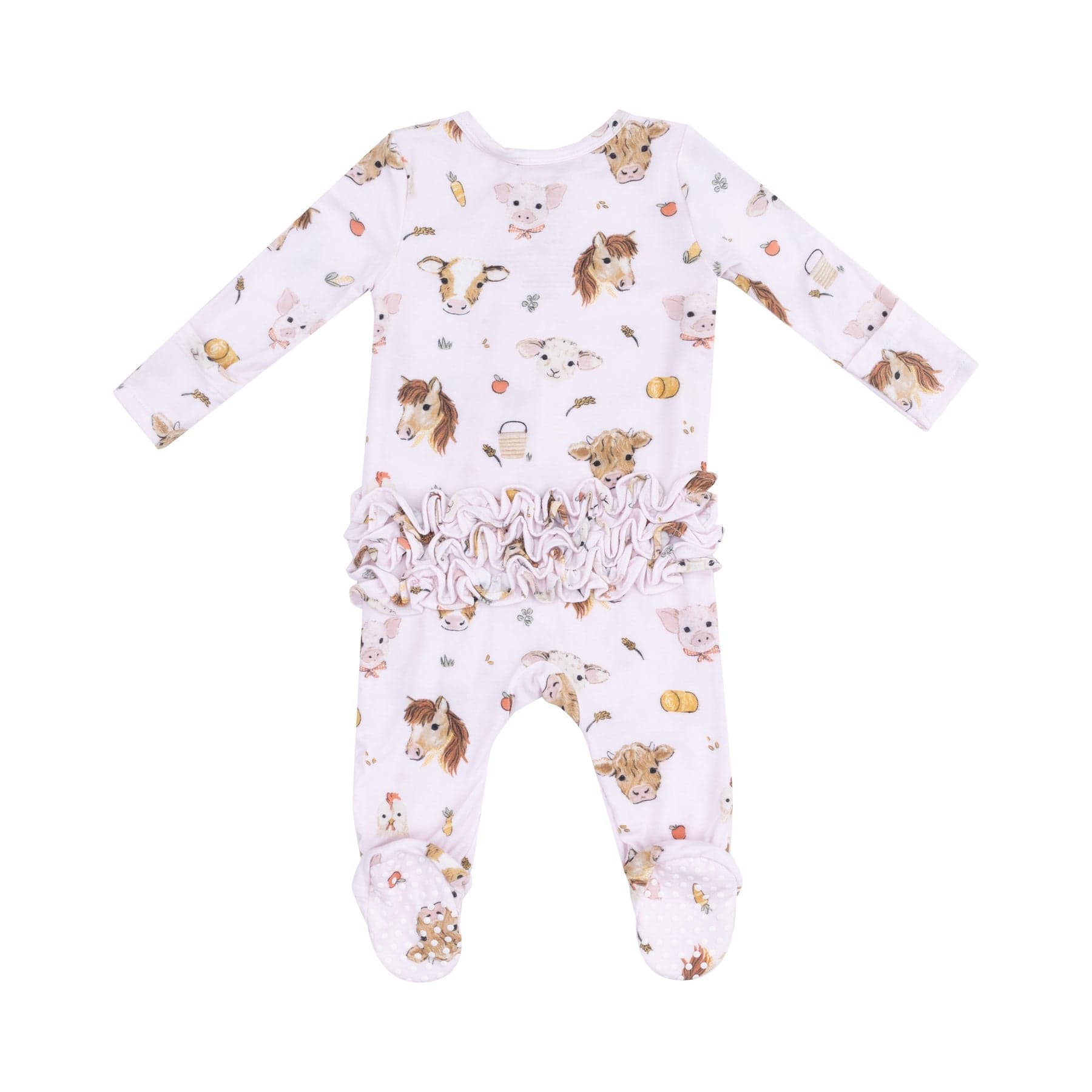 Angel Dear Angel Dear 2 Way Zipper Ruffle Back Footie Vintage Animal Faces Pink - Little Miss Muffin Children & Home