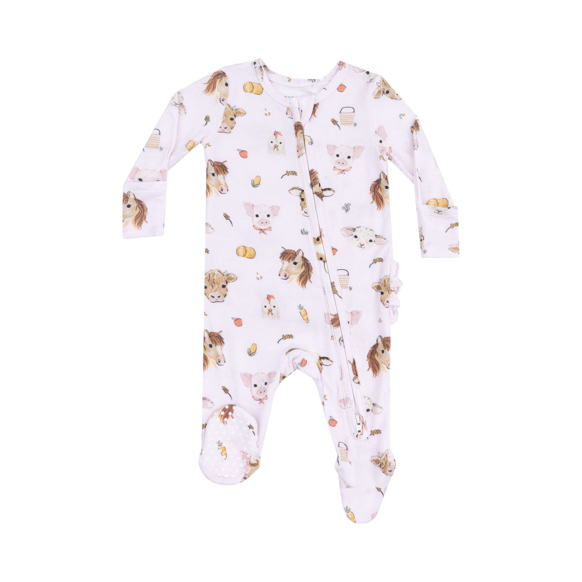 Angel Dear Angel Dear 2 Way Zipper Ruffle Back Footie Vintage Animal Faces Pink - Little Miss Muffin Children & Home