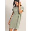Double Zero Short Sleeve T-Shirt Dress with Side Pockets in Sage Green - Little Miss Muffin Children & Home