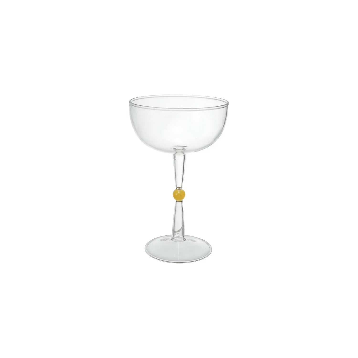 Hand-Blown 4oz Stemmed Coupe Glass with Cream Color Ball on Stem