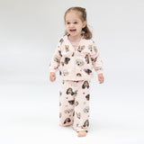 Angel Dear French Terry Pretty Puppy Faces Zip Hoodie + Wide Leg Pant