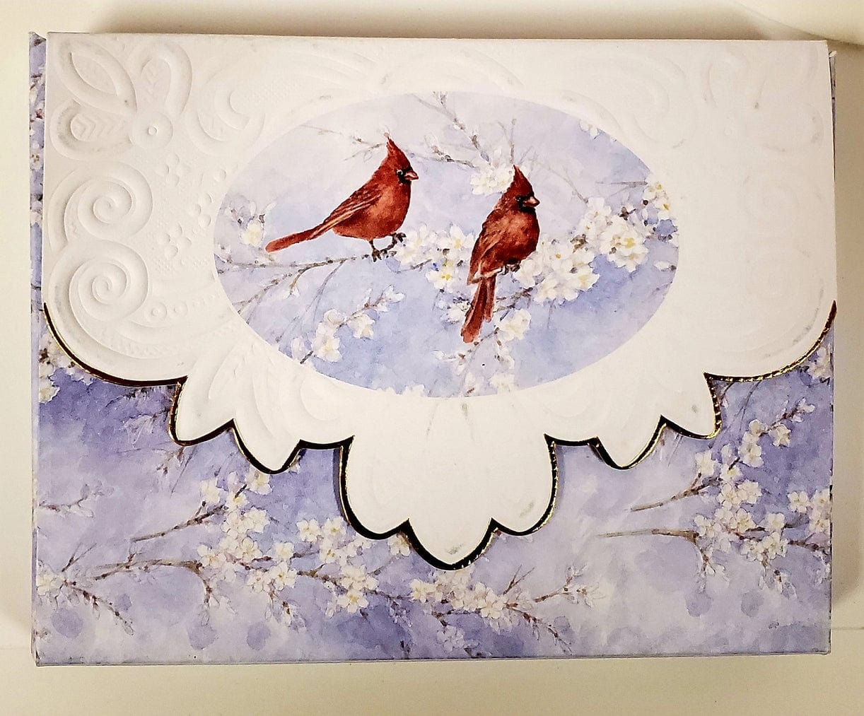 For Arts Sake/Gotham City Online LLC For Arts Sake Two Red Cardinals Embossed Die-Cut Note Card Set NCP2700 - Little Miss Muffin Children & Home