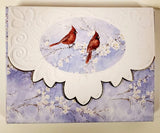 For Arts Sake Two Red Cardinals Embossed Die-Cut Note Card Set NCP2700