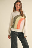 Miou Muse Miou Muse Fall Rainbow Patterned Fuzzy Sweater - Little Miss Muffin Children & Home