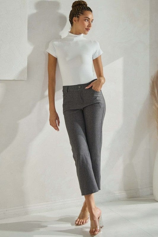 Straight Leg Cropped Pants in Grey