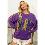 Ive Sequin Mardi Gras Boots with Fringe Trim Pullover in Vintage Violet