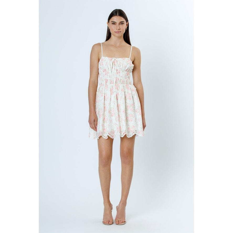 Storia Storia Cream Pink Floral Eyelet Lace Design Sundress - Little Miss Muffin Children & Home