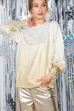 Vine & Love Ombre Metallic Gold Foil Sweater in Gold