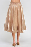 Ellison Shiny Bubble Hem Midi Skirt in Camel