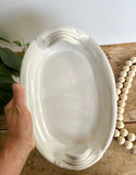 Coastal Clay Co Oval Bowl Summer Appetizer Platter Serving Bowl with Handles, White