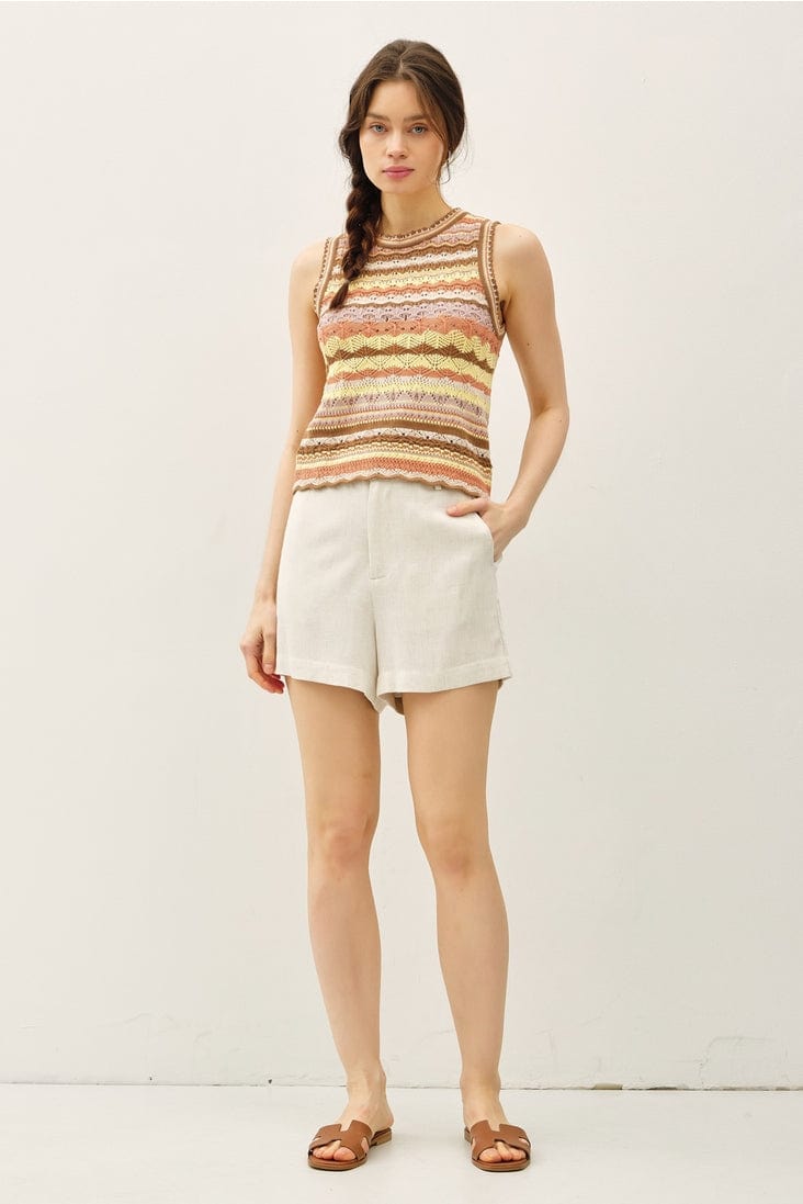 Be Cool Crochet Knit Multi Color Striped Tank in Hazelnut - Little Miss Muffin Children & Home