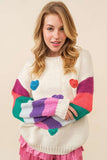 Main Strip Main Strip 3D Heart Crochet Multi Stripe Contrast Sweater - Little Miss Muffin Children & Home