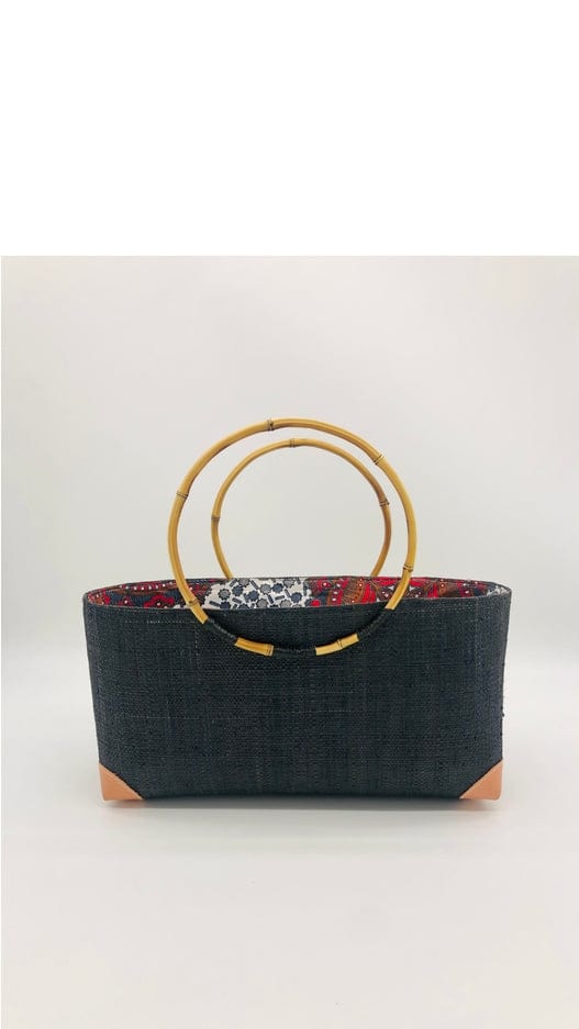 Shebobo Shebobo Black Bebe Straw Handbag with Bamboo Handles - Little Miss Muffin Children & Home