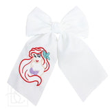 Beyond Creations Princess Embroidered 5.5" Bow with Tails On Alligator Clip