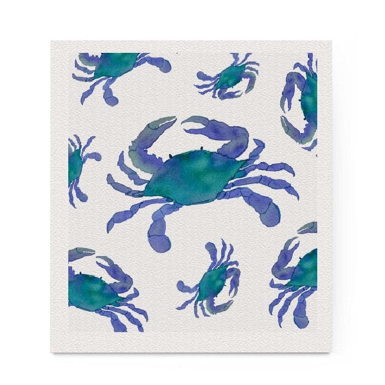 Crows Nest Atelier LLC Crows Nest Atelier Blue Crab Watercolor Swedish Dishcloth - Little Miss Muffin Children & Home