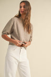 Miou Muse Short Sleeve Sweater in Mocha