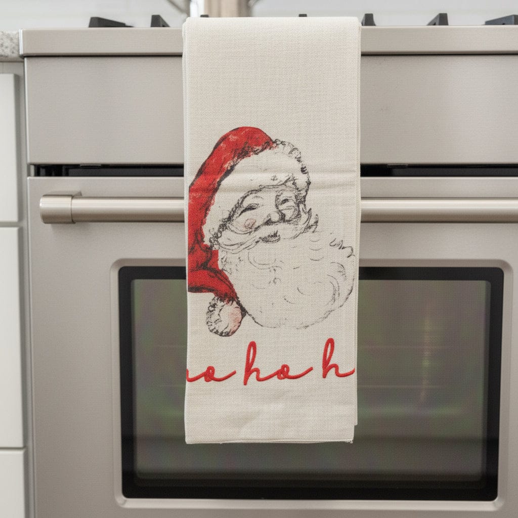 Cotton & Linen Tea Towel with Snowman/Santa Image, 4 Styles Available