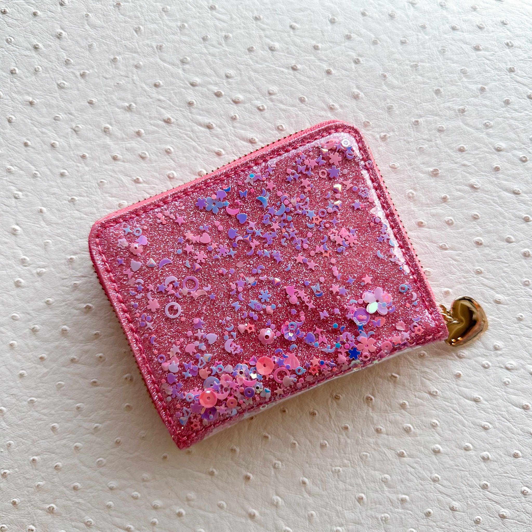 Pink glittery pouch wallet