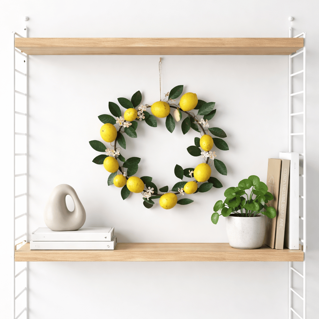 Hand-Painted Metal Vintage Reproduction Toleware Lemon Wreath