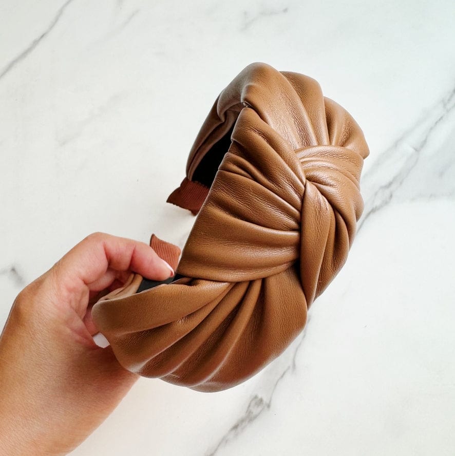 Ellison+Young Ellison+Young Leather Better Knotted Headband in Brown - Little Miss Muffin Children & Home