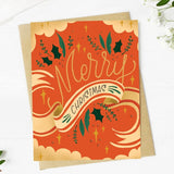 Big Moods "Merry Christmas" Holly Ribbon Card