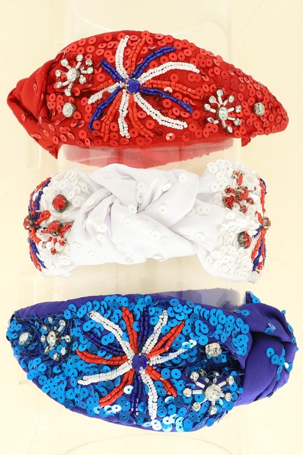 Sophia Collection Sophia Collection Patriotic Fireworks Sequin Top Knotted Headband - Little Miss Muffin Children & Home