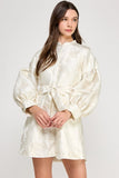 Ellison Long Sleeve Shimmer Jacquard Dress, Cream