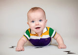 Mardi Gras Creations Thick Stripe Rugby Infant Onesie Short Sleeve