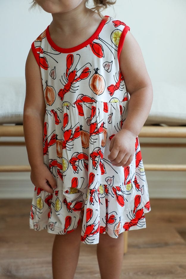 Southern Slumber Southern Slumber Crawfish Bamboo Tiered Twirl Dress - with Pockets - Little Miss Muffin Children & Home