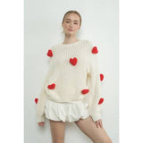 Aaron & Amber Valentine's 3D Heart Crewneck Long Sleeves Sweater