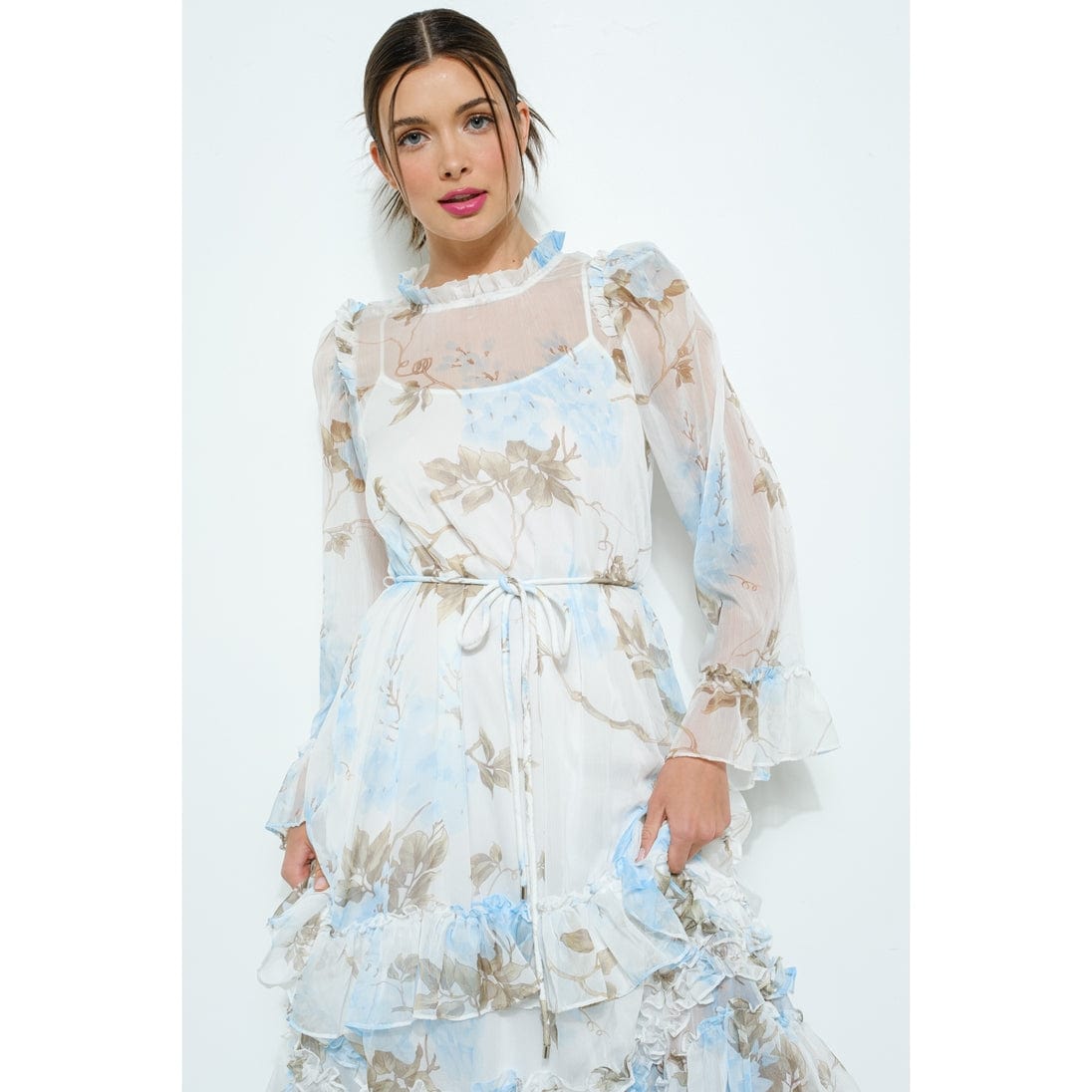 INA Floral Chiffon Layered Ruffle Skirt Maxi Dress - Little Miss Muffin Children & Home