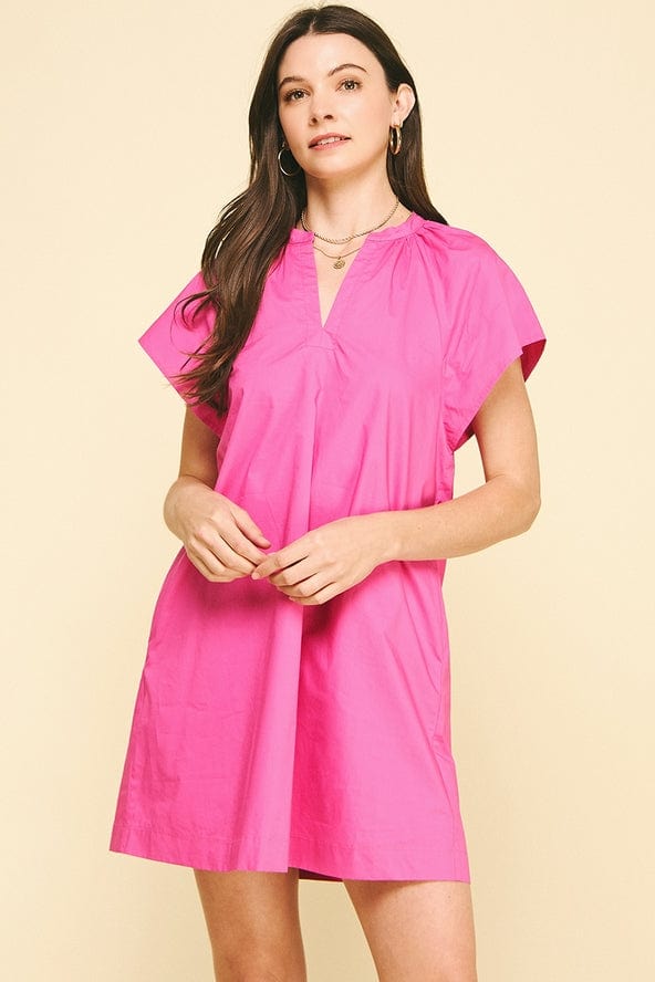 Pinch V-Neck Tunic Dress with Side Pockets - Little Miss Muffin Children & Home