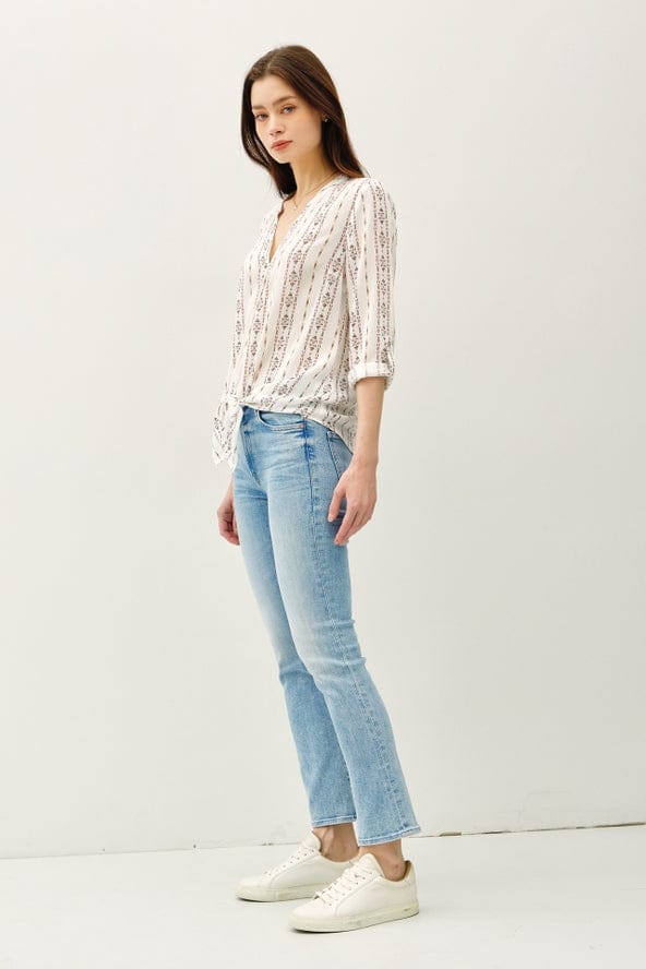 Be Cool Be Cool Long Sleeve Printed Tie Front Blouse in Brown - Little Miss Muffin Children & Home