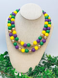 Prep Obsessed Wholesale Mardi Gras Bead Dual Strand Necklace