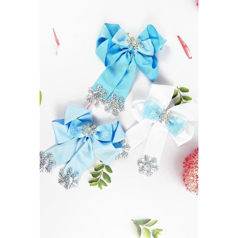 JHP Collection JHP Collection Snowflakes Ribbon Tail Hair Bow - Little Miss Muffin Children & Home