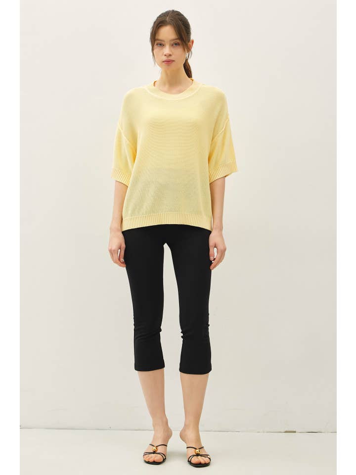 Oversize Cut Sweater Top with Raw Edge
