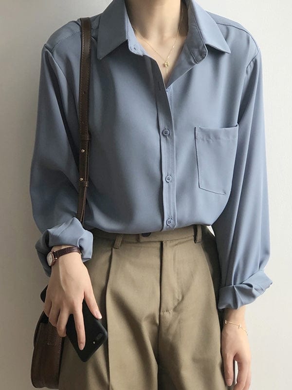 KooPros KooPros Long Sleeve Blouse in Blue - Little Miss Muffin Children & Home