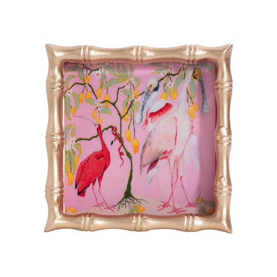 Jaye's Studio Jaye's Studio Spoonbill Birds Enameled Chang Mei Square Tray - Little Miss Muffin Children & Home