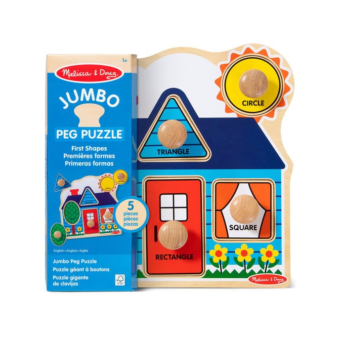 Melissa & Doug Melissa & Doug First Shapes Jumbo Knob Wooden Puzzle 5 Pieces - Little Miss Muffin Children & Home