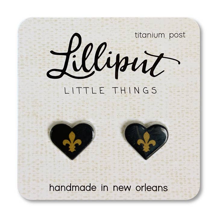 Lilliput Little Things Lilliput Little Things Fleur de Lys Heart Earrings - Little Miss Muffin Children & Home