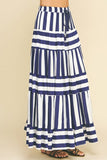 Pinch Striped Tiered Maxi Skirt